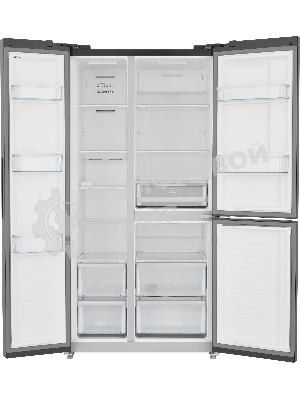 Холодильник Zugel ZRTD459XB черный трехкамерный 186/167л морозилка сбоку, No Frost, Side by Side