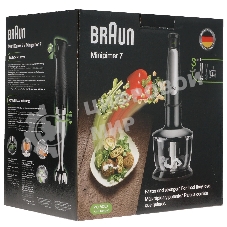 Блендер погружной Braun MQ7035 черный, 1000 Вт, плавная регулировка, турбо