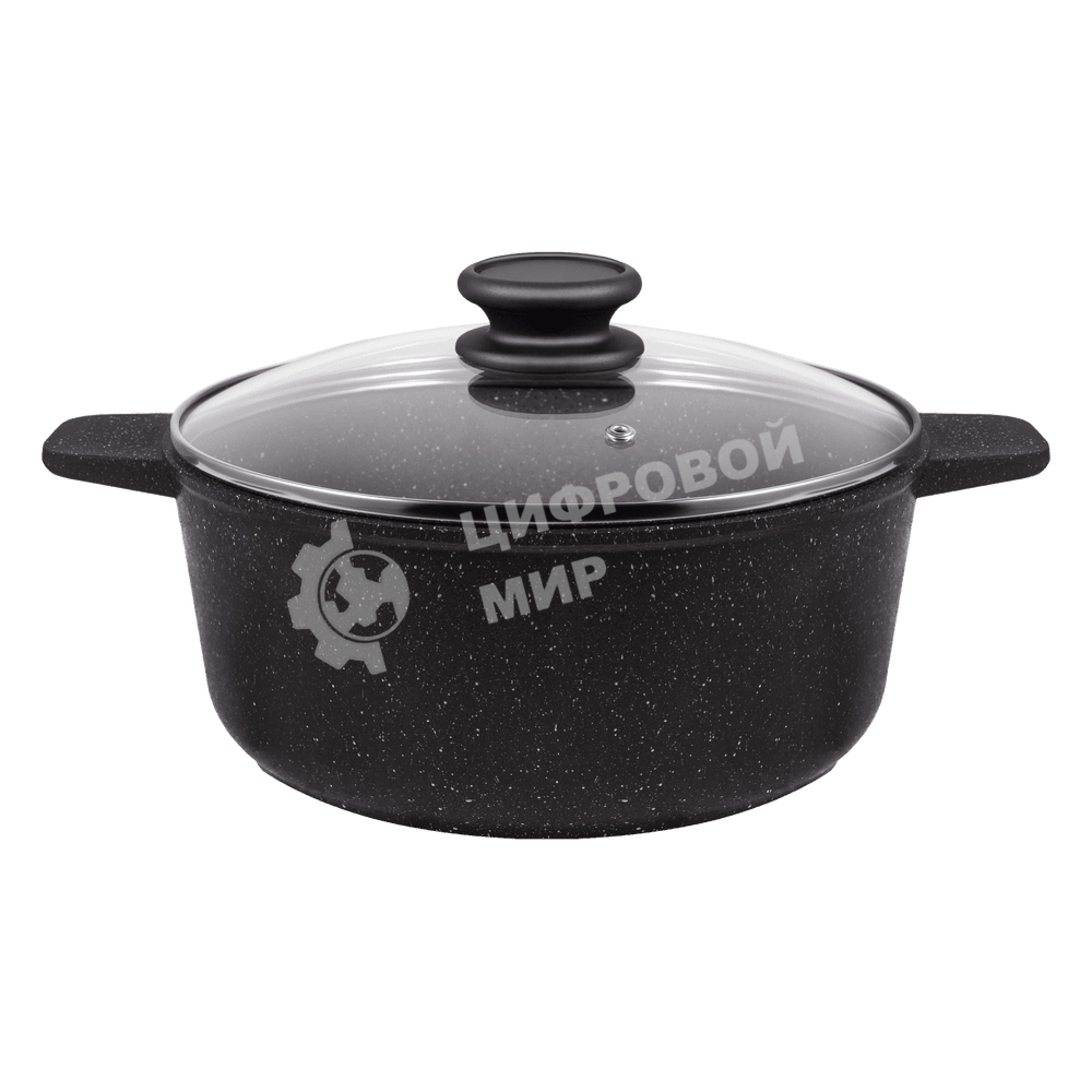 Кастрюля Maunfeld GALAXITE MF24GLX01CR 24 см, 4 л из литого алюминия со стеклянной крышкой