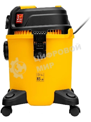 Строительный пылесос Denzel RVC20 желтый, 1400 Вт, уборка сухая/сбор воды/выдув, пылесборник мешок/контейнер, 20 л