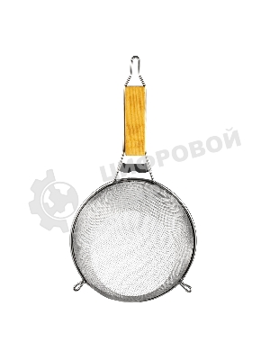 Дуршлаг с деревянной ручкой LARA LR03-50 эбеновое дерево, полированная нержавеющая сталь
