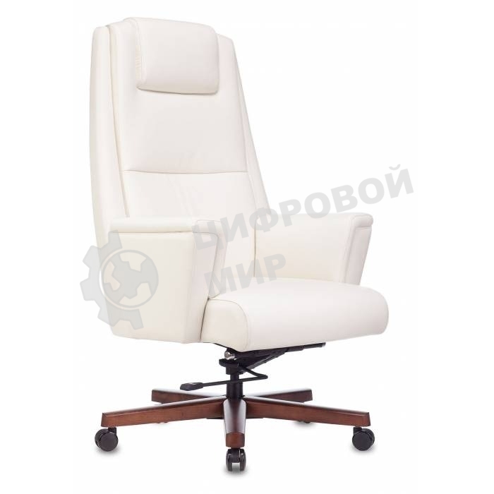 Кресло руководителя Бюрократ DUKE белый, кожа, крестовина металл/дерево