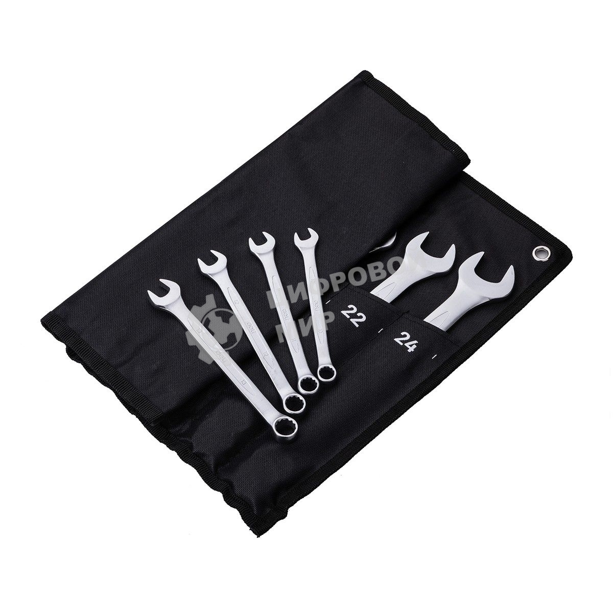 Набор комбинированных гаечных ключей 14 шт Deli DL130014A Спецификация: 6,7,8,9,10,11,12,13,14,15,17,19,22,24 мм. Матовая хромированная поверхность. Тканевая упаковка.