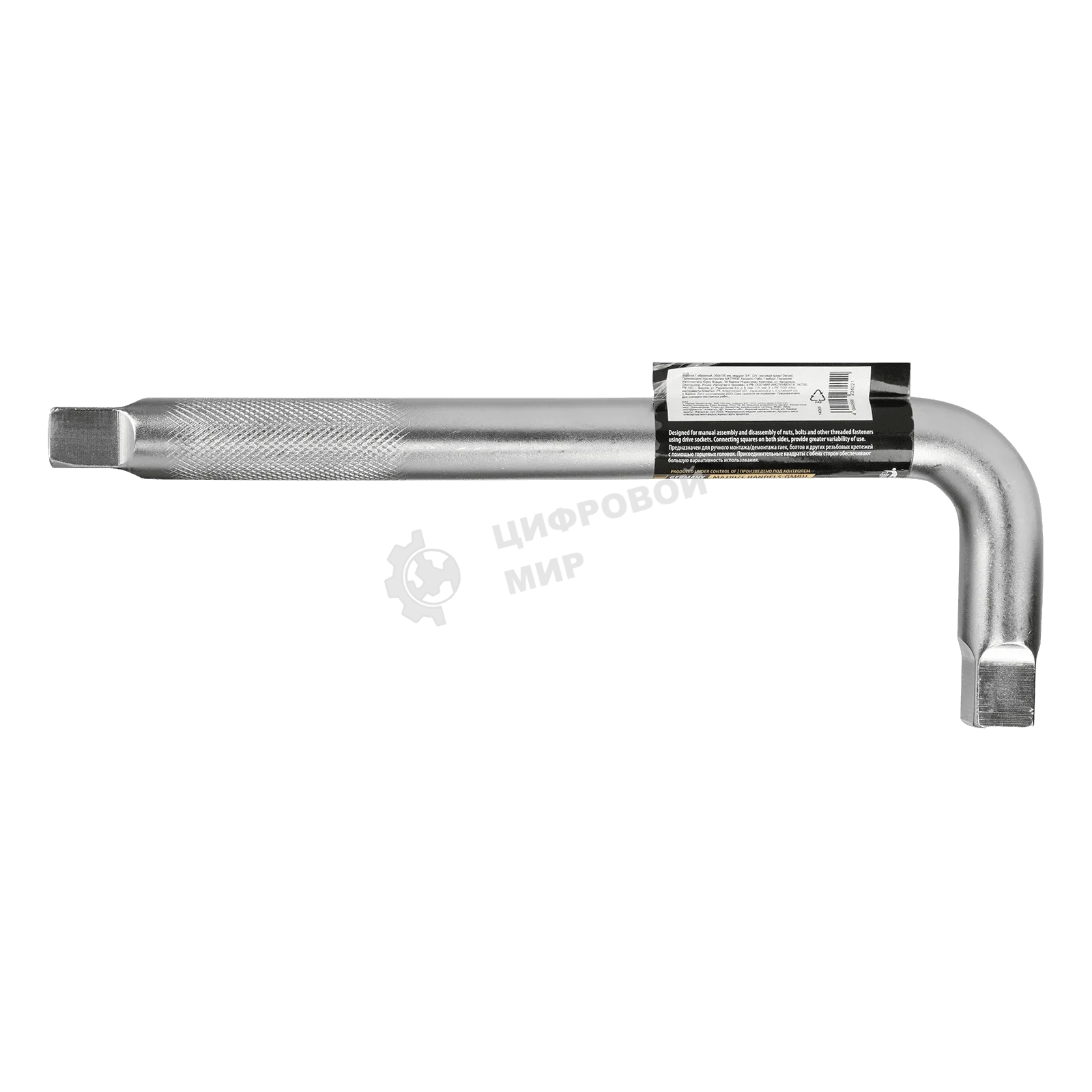 Вороток Г-образный Denzel 300x100 мм, квадрат 3/4