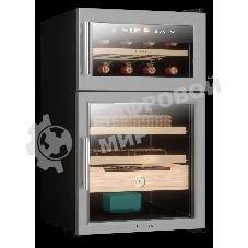 Винный шкаф-хьюмидор ZÜGEL ZTH80DX черный, 70 л, 2 отсека, 8 бут.