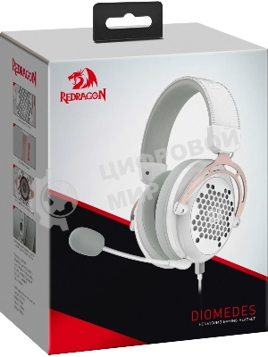 Гарнитура Redragon Diomedes белый, проводная, USB / mini jack 3.5 мм