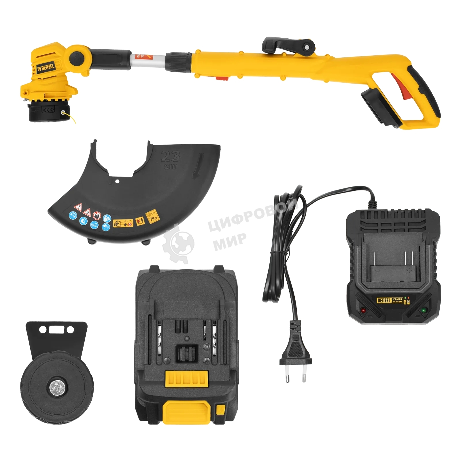 Триммер аккумуляторный Denzel GT-230, 230 мм, Li-Ion, 20 В