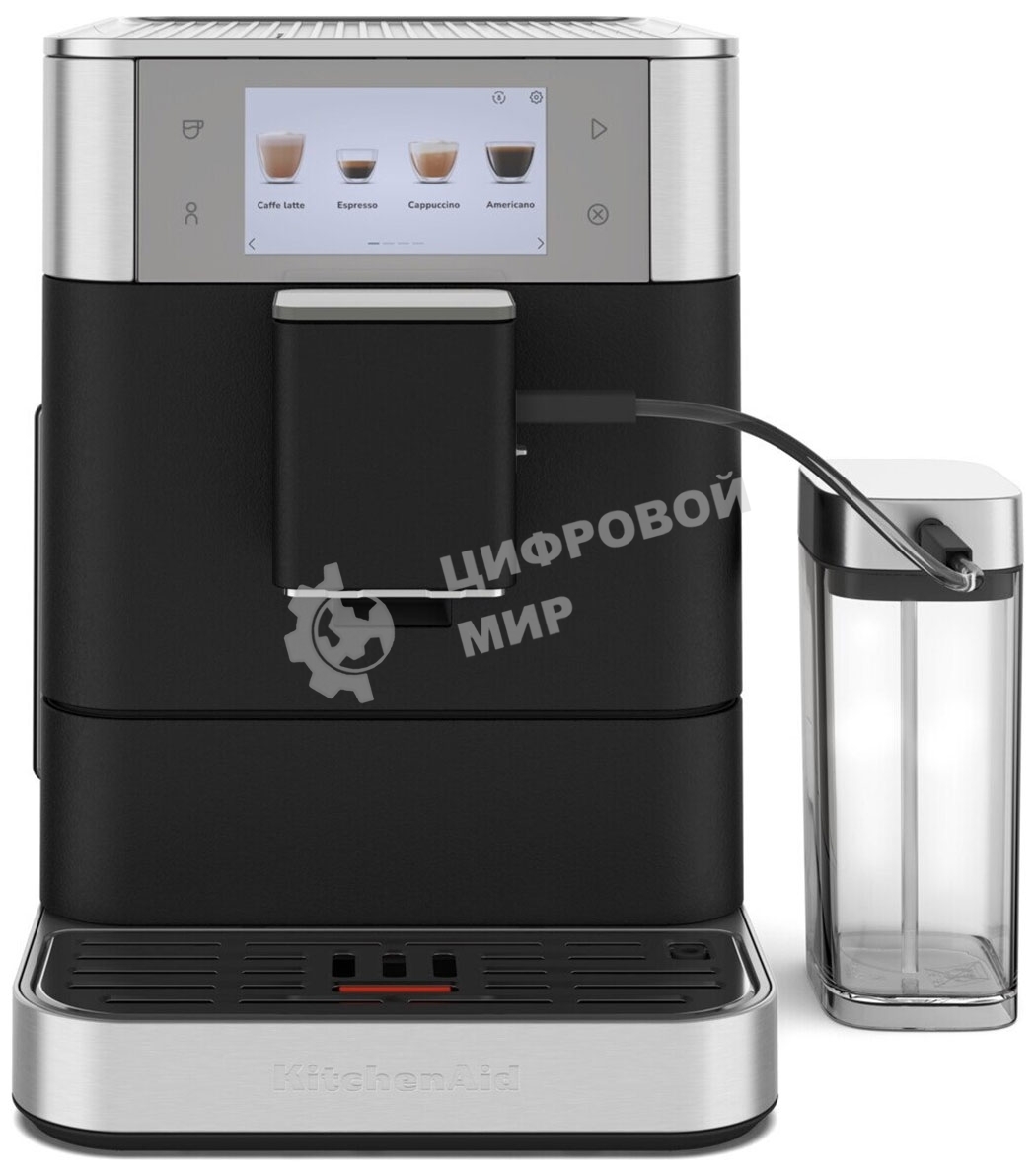 Автоматическая эспрессо-машина KitchenAid 5KES8558EBK, 2.2 л, одновременное приготовление двух чашек, 3 уровня крепости кофе, автоматическая очистка, автоматическая декальцинация, цветной дисплей, сенсорное управление, 40 рецептов, цвет чугун