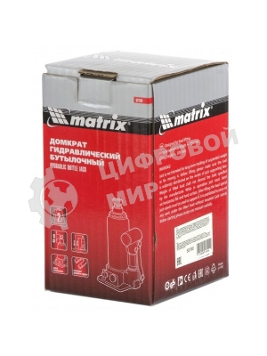 Домкрат гидравлический бутылочный Matrix, 2 т, h подъема 158–308 мм