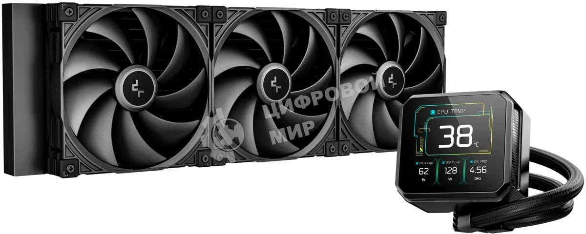 Система водяного охлаждения Deepcool Spartacus 420 ARGB Soc-AM5/AM4/1200/1700/1851 черный 4-pin 32.89dB Al LCD 2647gr Ret (R-SPT420-BKDSMP-G-1)