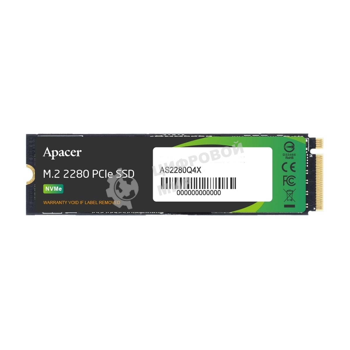 Накопитель SSD Apacer AS2280Q4X, 512Gb, M.2 2280, PCIe 4.0 x4, NVMe, R/W 4500/2500, с радиатором