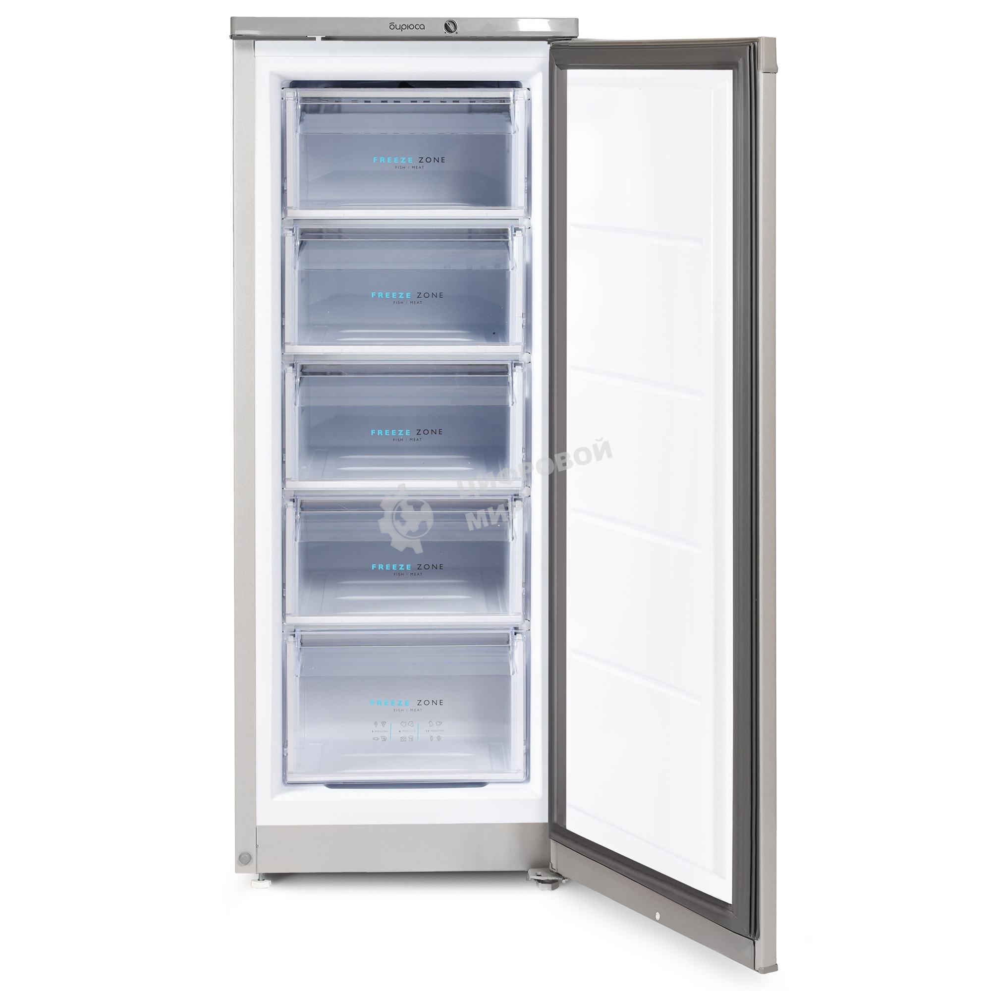 Морозильная камера Бирюса M414 металлик, 130л, 5 ящиков