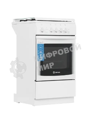 Плита газовая De Luxe 5040.44Г (КР) ЧР белый, конфорок 4 шт, духовка 46 л, 50 см x 85 см x 50 см
