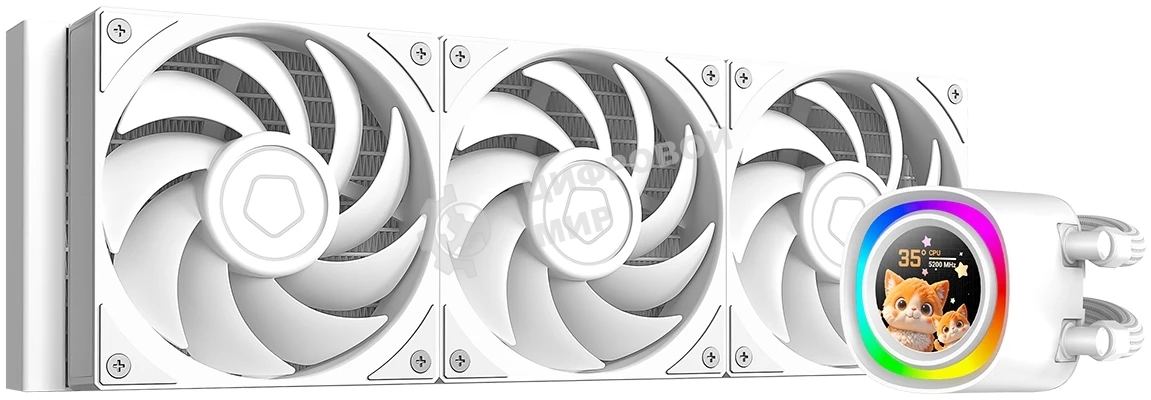 Система жидкостного охлаждения ID-Cooling FX360 LCD PE WHITE (Soc 1851/1700/1200/115X/AM5/AM4, 3x120мм fan, 2450rpm, 34.3 дБ, 350W, PWM 4-pin, Al+Cu) (FX360 LCD P