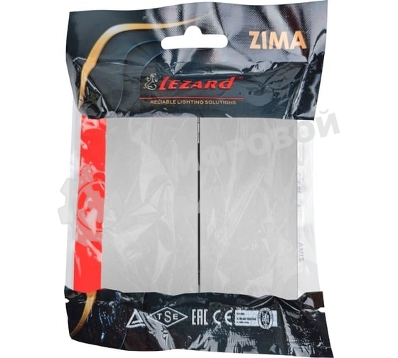 Выключатель 2-кл. СП ZIMA IP20 10А безвинт. зажим серый матовый LEZARD 704-7488-101QC