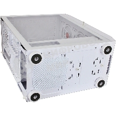 Компьютерный корпус Ginzzu GL 390 боковая дверца закаленное стекло на петлях на магнитах, controller CRC10, 4* 12R6W FAN 12CM RGb белый