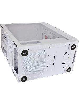 Компьютерный корпус Ginzzu GL 390 боковая дверца закаленное стекло на петлях на магнитах, controller CRC10, 4* 12R6W FAN 12CM RGb белый