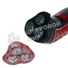 Электробритва Sakura SA-5414RB красно-черный(Бритва электрическая, сухое бритье, работа от аккумулятора. 3 бреющие головки. Индикатор заряда батарейки. Защитная крышка. Щеточка для очистки.)