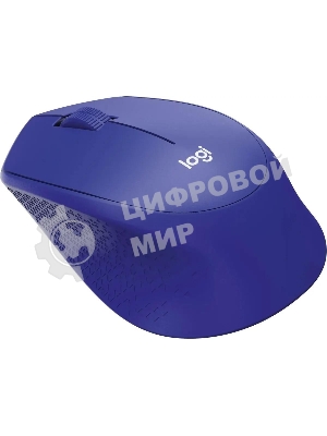 Мышь беспроводная Logitech M330 SILENT PLUS синий, 1000 dpi, радиоканал, USB, кнопки - 3