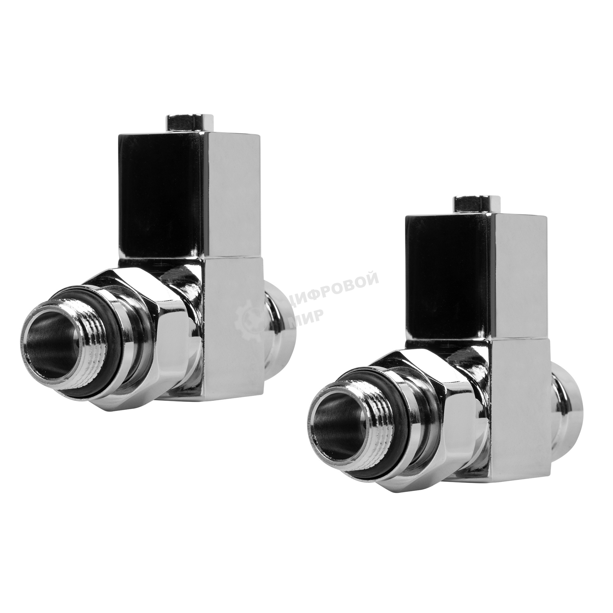 Набор дизайн-вентилей, CUBE, прямой (хром) 1/2