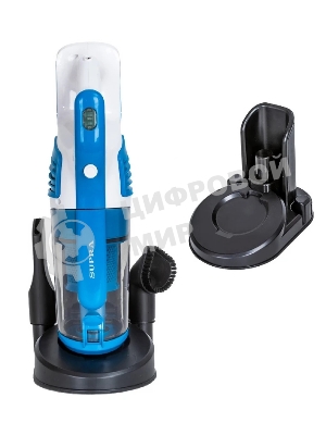 Пылесос вертикальный SUPRA VCS-5097 белый/синий, питание от аккумулятора, 140 Вт, уборка сухая, пылесборник 0.8 л