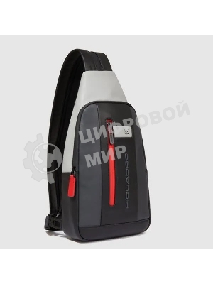 Рюкзак слинг мужской Piquadro Urban CA6540UB00/GRN, кожа, серый/черный