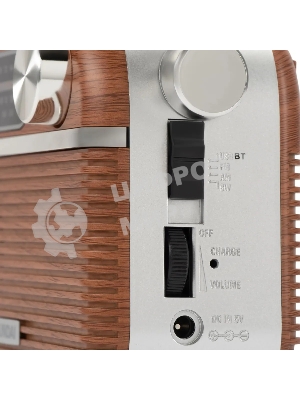 Радиоприемник портативный Hyundai H-PSR200 дерево коричневое/серебристый USB microSD