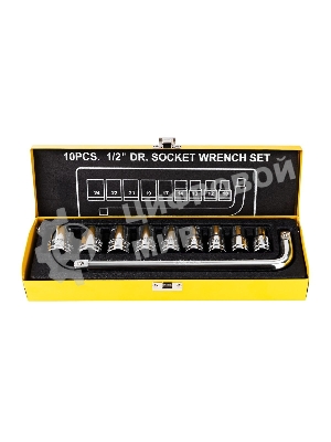 Набор торцевых ключей 10 шт Deli DL2010T Материал: 50BV30. Набор инструментов из 10 шт.:Головка серии 12,5 мм, 9 шт. (10, 12, 13, 14, 17, 19, 21, 22, 24 мм). Металлический кейс.