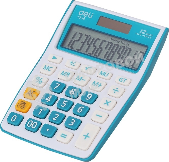 Калькулятор настольный Deli E1238/BLUE синий 12-разр.