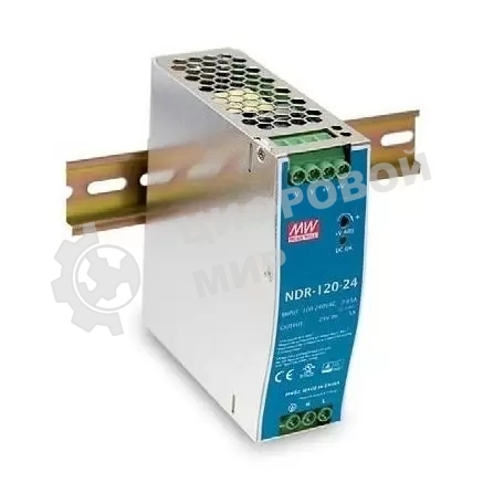 Блок питания AC-DC, 120Вт, вход 90-264V AC, 47-63Гц,127-370В DC, выход 24В,5A, рег. вых 24-28В, в кожухе на DIN-рейку