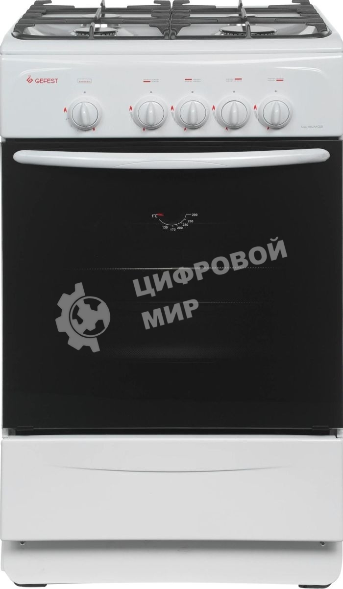 Плита газовая Gefest CG 50М02 К73 белый, конфорок 4 шт, духовка 42 л, 50 см x 85 см x 53 см