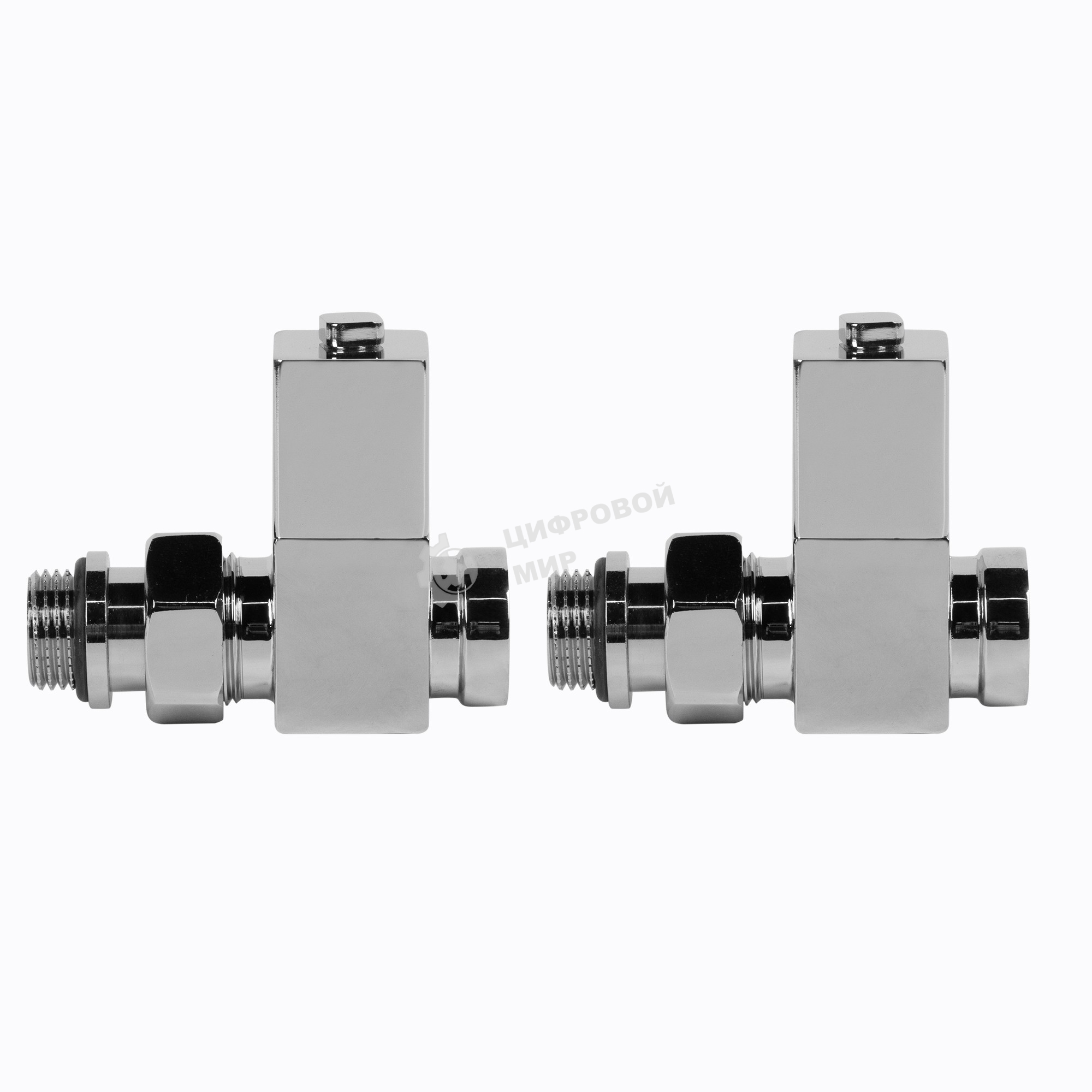 Набор дизайн-вентилей, CUBE, прямой (хром) 1/2