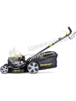 Газонокосилка Champion LM4627 (2,6кВт привод травосб.60л. шир.460мм 25-75мм 31,6кг 3в1)(Газонокосилка самоходная, Объем двигателя 139 см3, вес без травосборника 31,6 кг, Объем топливного бака 1,0 л, Мощность 2,6/3,5 кВт/л.с., объем травосборника 60 л, ширина среза 460 мм, высота среза 25-70 мм.)