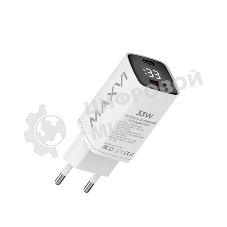 Сетевое зарядное устройство Maxvi A402PD LED 33W, 1xUSB-A, 1xUSB-C, белый