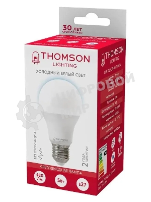 Лампа cветодиодная LED Thomson TH-B2300 E27, груша, 5Вт, 6500К, белый холодный, 1 шт.
