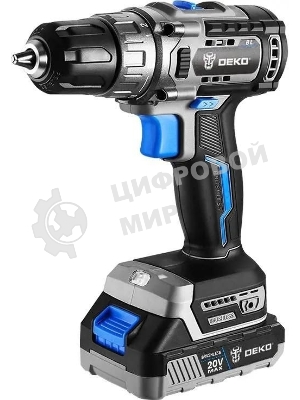 Дрель-шуруповерт Deko Sharker, 20 В, 3 Ач, 55 Нм, бесщеточный