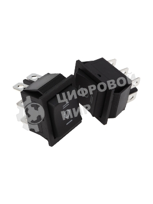 Выключатель клавишный Rexant 250V 15А (6с) (ON)-OFF-(ON) черный с нейтралью Б/Фикс