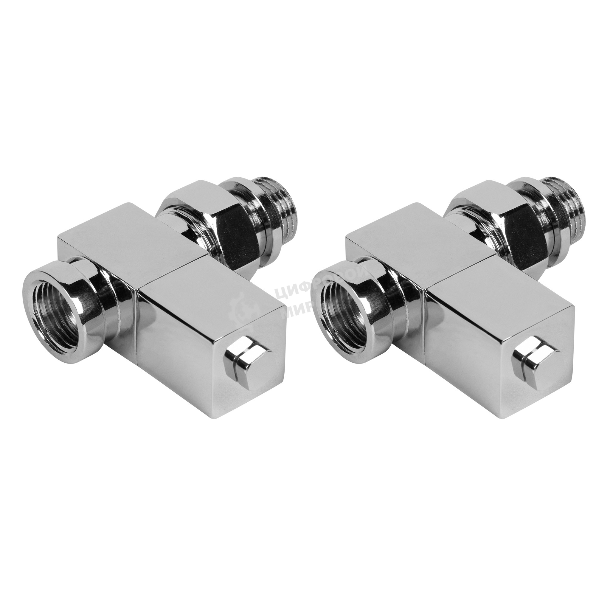 Набор дизайн-вентилей, CUBE, прямой (хром) 1/2