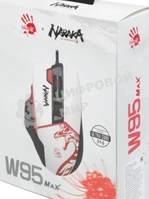 Мышь проводная A4Tech Bloody W95 Max Naraka белый/рисунок, оптическая, 12000 dpi, USB, кнопки - 6