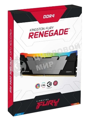 Оперативная память Kingston Fury Renegade, DDR4, 16GB (2x8GB), 3600MHz, CL16, DIMM, с радиаторами, RGB, серый/черный