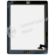 Сенсорное стекло (тачскрин) для iPad 2 (A1395, A1396, A1397), черное с кнопкой OEM
