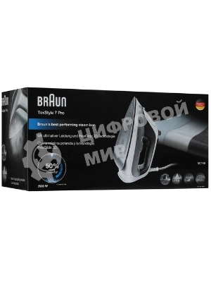 Утюг Braun SI7149WB серый, 2900 Вт, 50 г/мин, 220 г/мин, 300 мл
