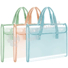 Папка-портфель Deli PM308GREEN на кнопке 7 отделений, A4 с окантовкой пвх прозрачный/зеленый