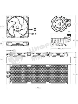 Жидкостная система охлаждения Arctic Cooling Liquid Freezer III Pro 360 Multi Compatible All-In-One ACFRE00180A черный 120мм алюминий+медь 3000rpm 4-pin