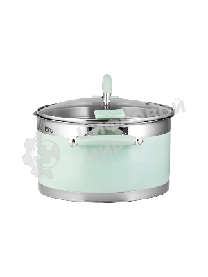 Кастрюля LARA LR02-545 MINT 26x14 см, 7,2 л, носик, индукционное дно, крышка с бортом, нержавеющая сталь