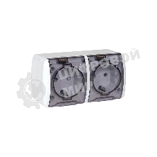 Розетка EKF EQR16-129-30-54-T PROxima Владивосток 2-местная 16А с заземлением с прозрачной крышкой IP54