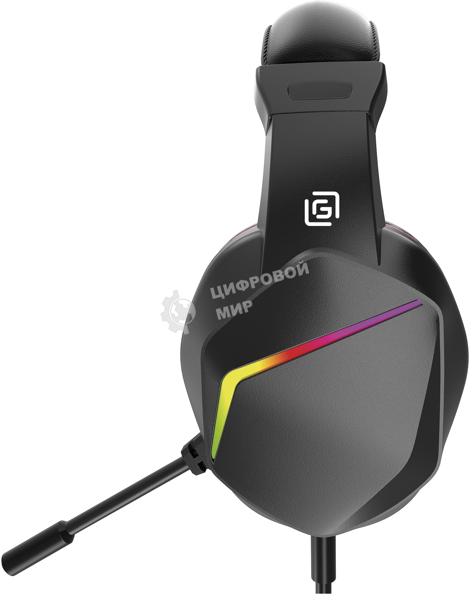 Наушники с микрофоном Оклик HS-L335G черный 2.2м мониторные USB оголовье (1972582)