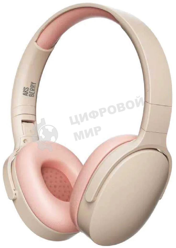Беспроводные/проводные наушники Aksberry U3 Win Vibe бежево-розовый, накладные, Bluetooth + проводной, до 10 ч