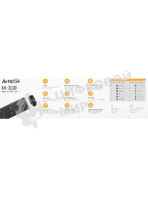 Комплект клавиатура+мышь A4Tech KK-3330 проводной, USB, 1200 DPI, чёрный