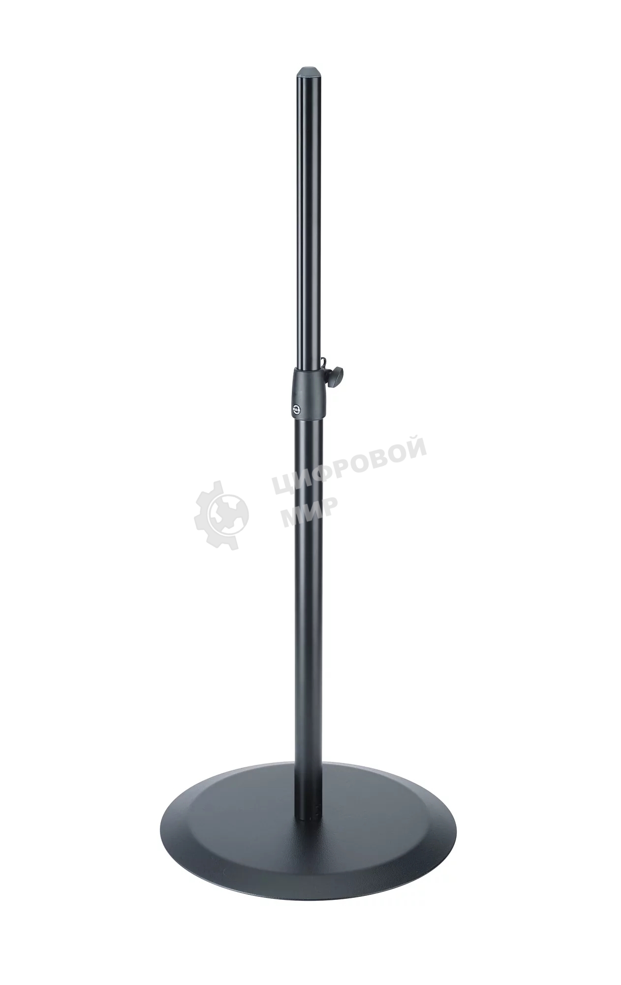 Стойка для акустической системы K&M 26750-022-55 компактная конструкция, высота от 930 до 1430 мм, диаметр трубы 35 мм, круглое основание, материал - сталь, цвет черный